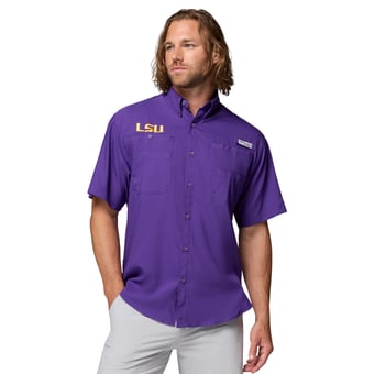 Men's Columbia Purple LSU Tigers PFG Tamiami Shirt