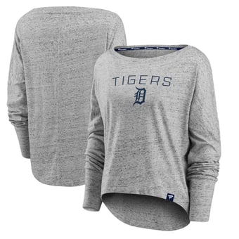 Women's Fanatics Heather Gray Detroit Tigers Nostalgia Long Sleeve T-Shirt