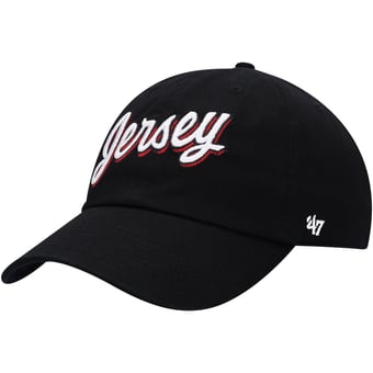 Men's '47 Black New Jersey Devils Script Jersey Clean Up Adjustable Hat