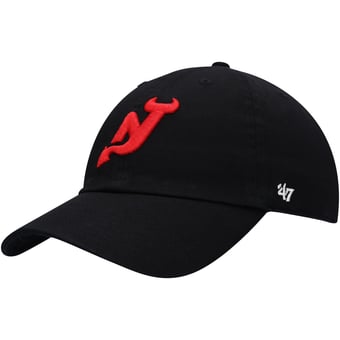 Men's '47 Black New Jersey Devils Alternate Logo Clean Up Adjustable Hat