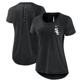 Women's Nike Black Chicago White Sox Summer Breeze Back Slit Raglan T-Shirt