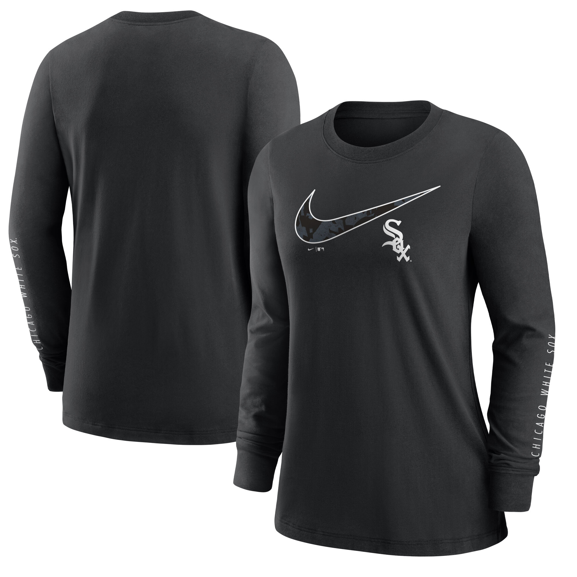 Women's Nike Black Chicago White Sox Double Hit Long Sleeve T-Shirt