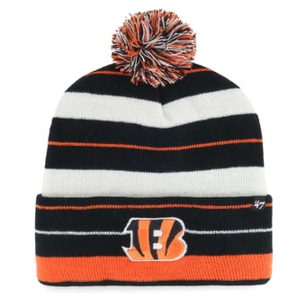 Men's '47 Black Cincinnati Bengals Powerline Cuffed Knit Hat with Pom