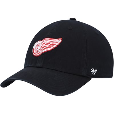 Men's '47 Black Detroit Red Wings Clean Up Adjustable Hat
