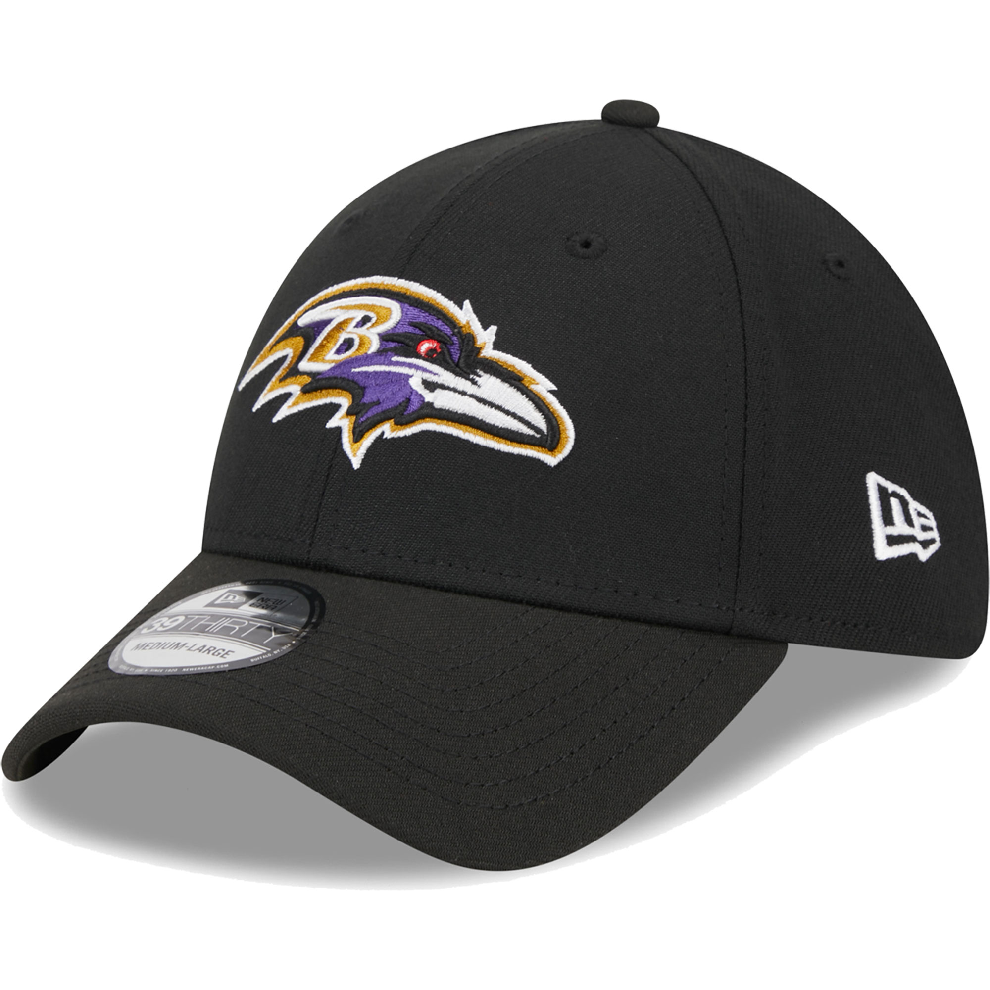 Men's New Era Black Baltimore Ravens Main 39THIRTY Flex Hat