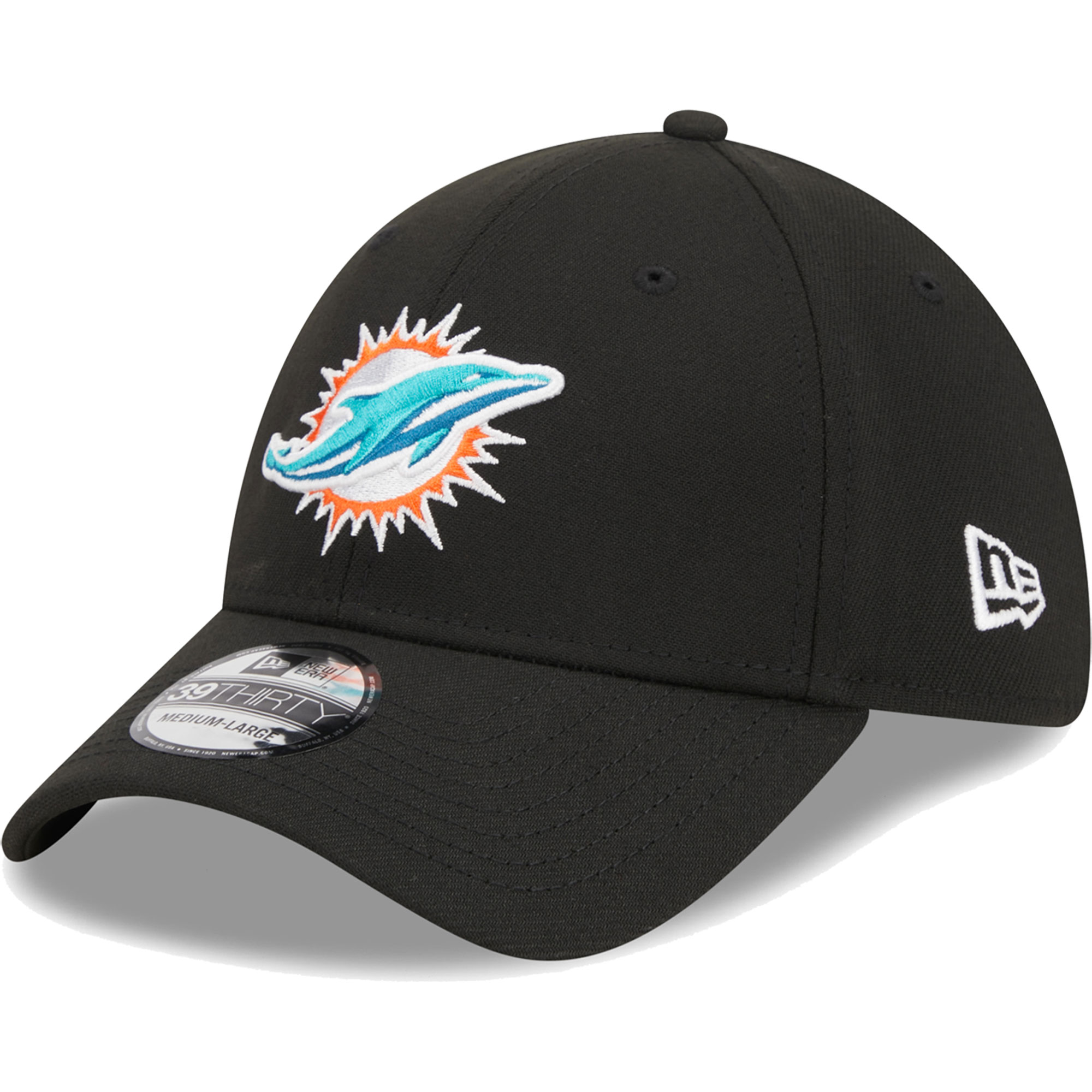 Men’s New Era Black Miami Dolphins Main 39THIRTY Flex Hat Men’s New Era Black Miami Dolphins Main 39THIRTY Flex Hat