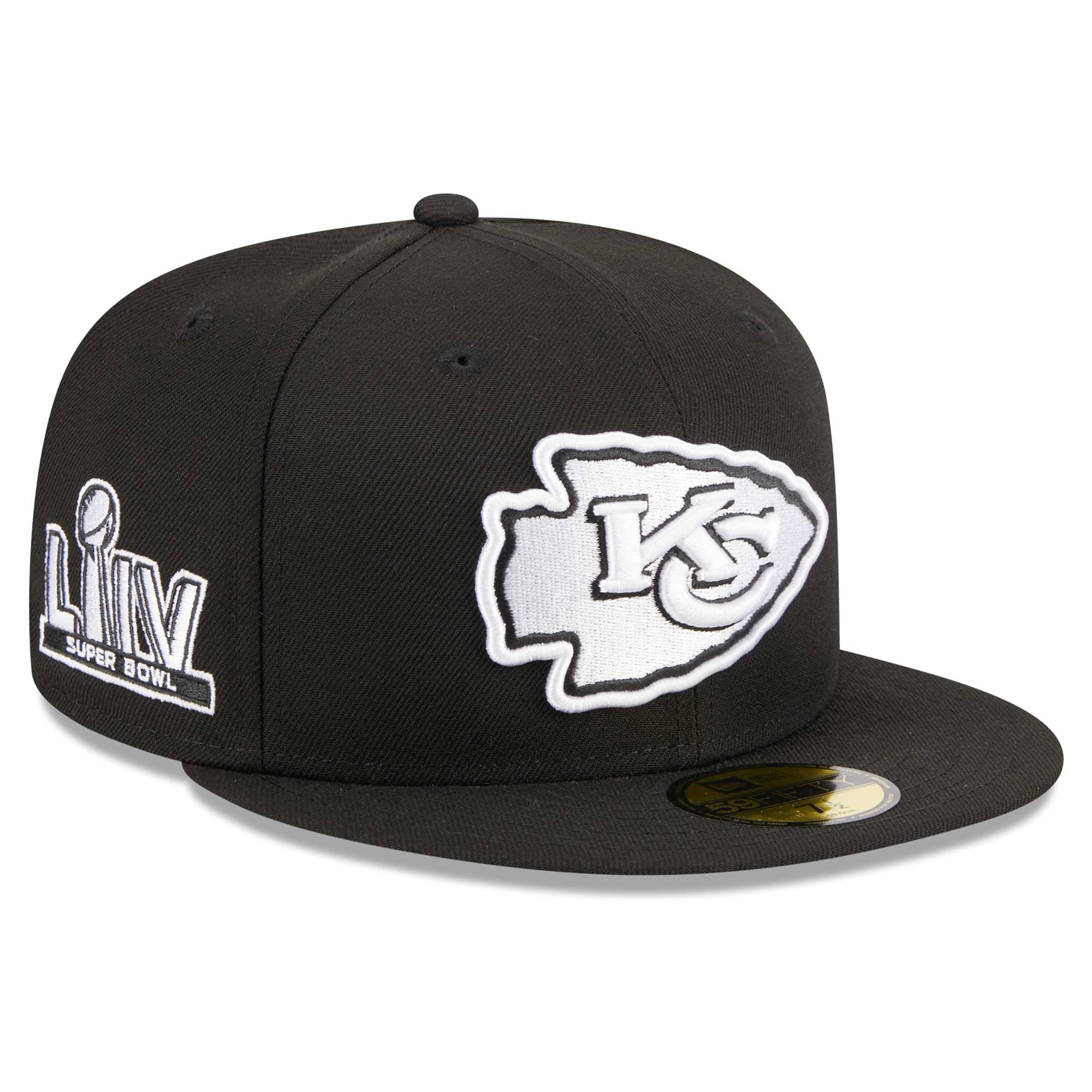 Men's New Era Black Kansas City Chiefs Main Patch 59FIFTY Fitted Hat - Black