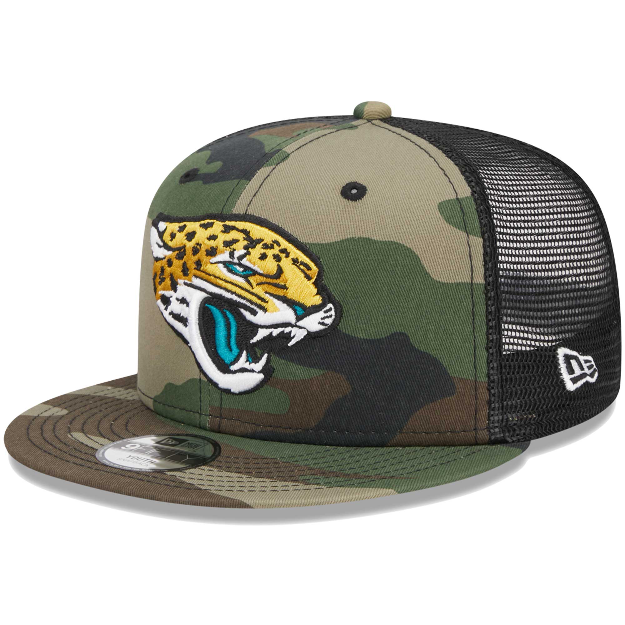 Youth New Era Camo Jacksonville Jaguars Main Trucker 9FIFTY Snapback Hat