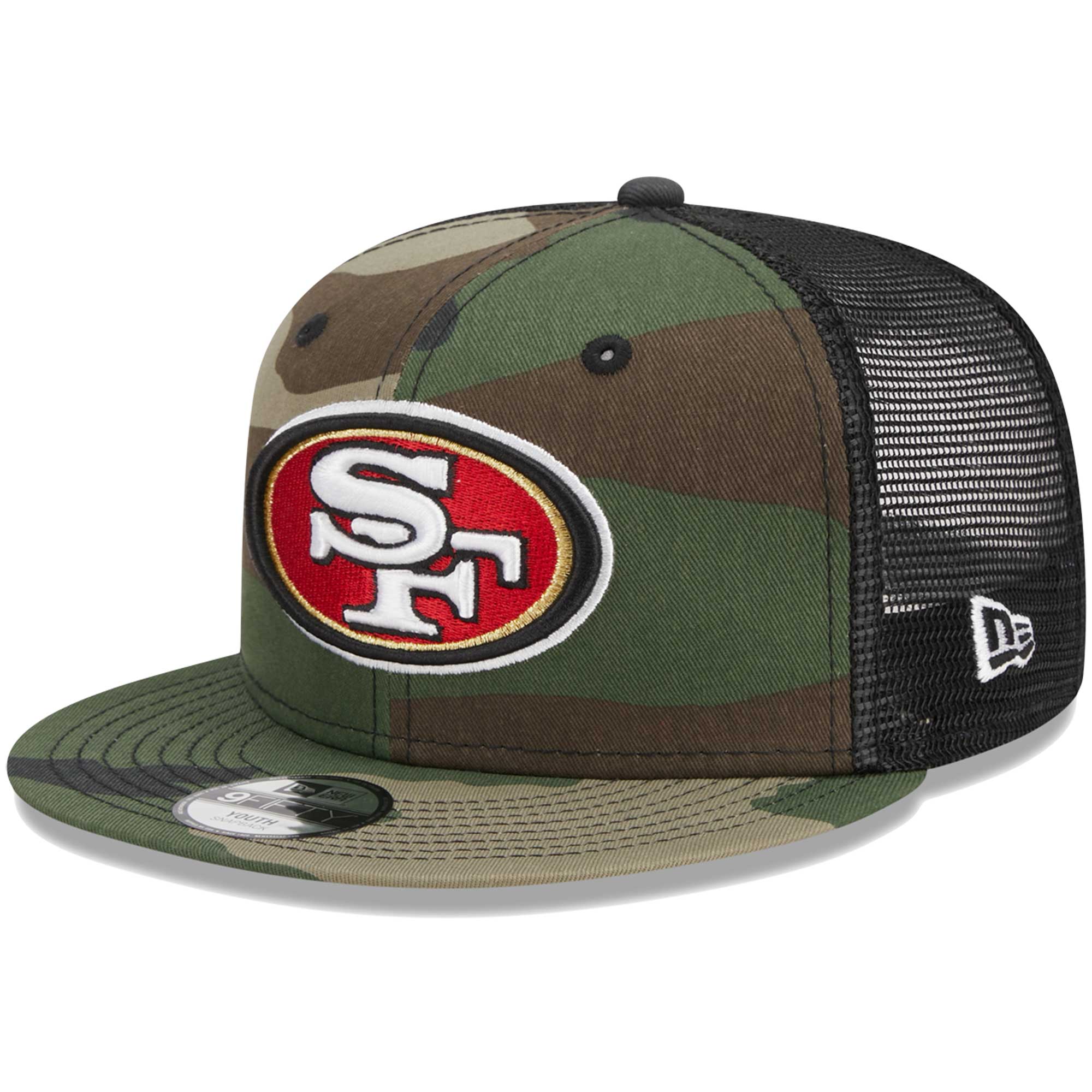 Youth New Era Camo San Francisco 49ers Main Trucker 9FIFTY Snapback Hat