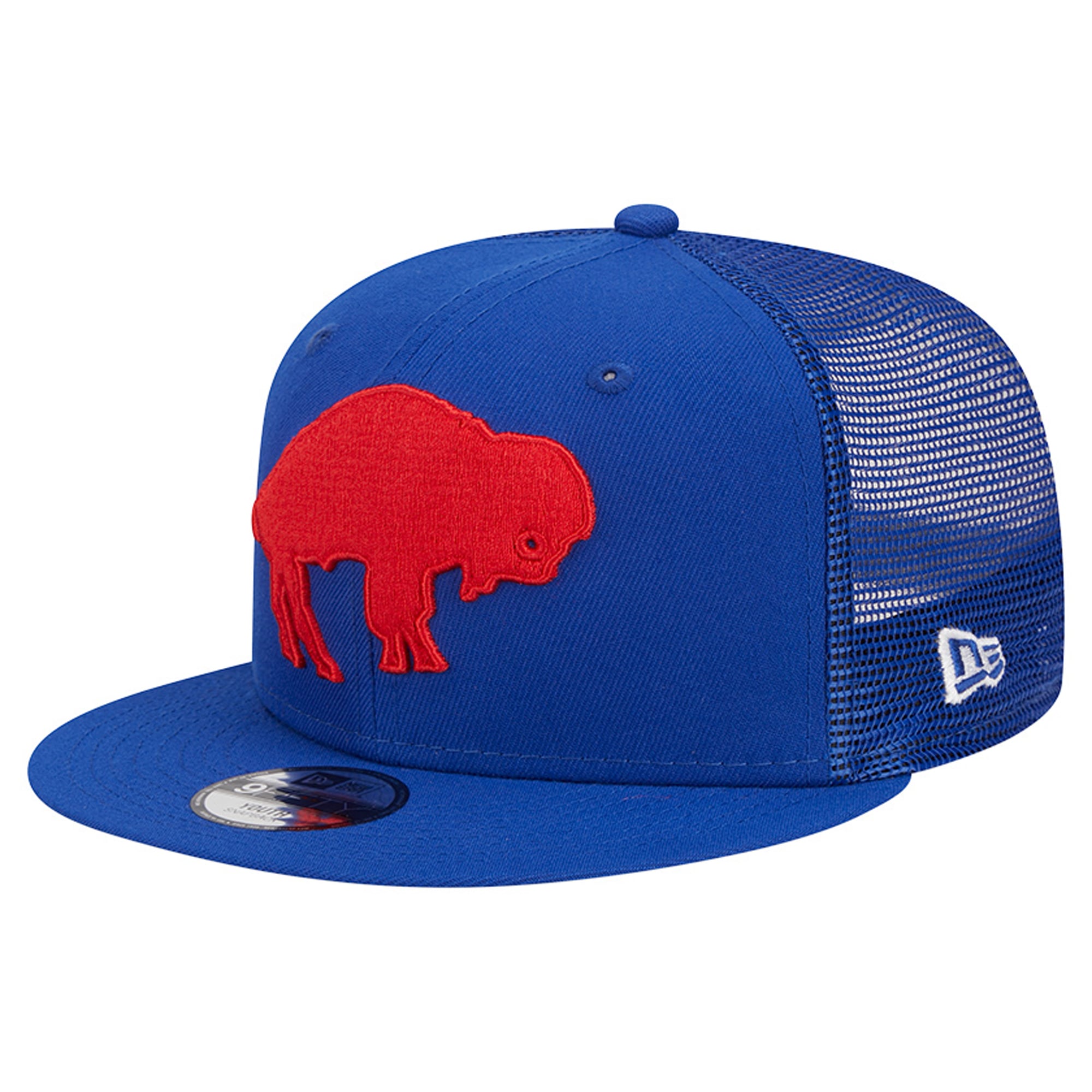 Youth New Era Royal Buffalo Bills Throwback Main Trucker 9FIFTY Snapback Hat