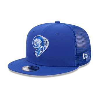 Youth New Era Royal Los Angeles Rams Throwback Main Trucker 9FIFTY Snapback Hat