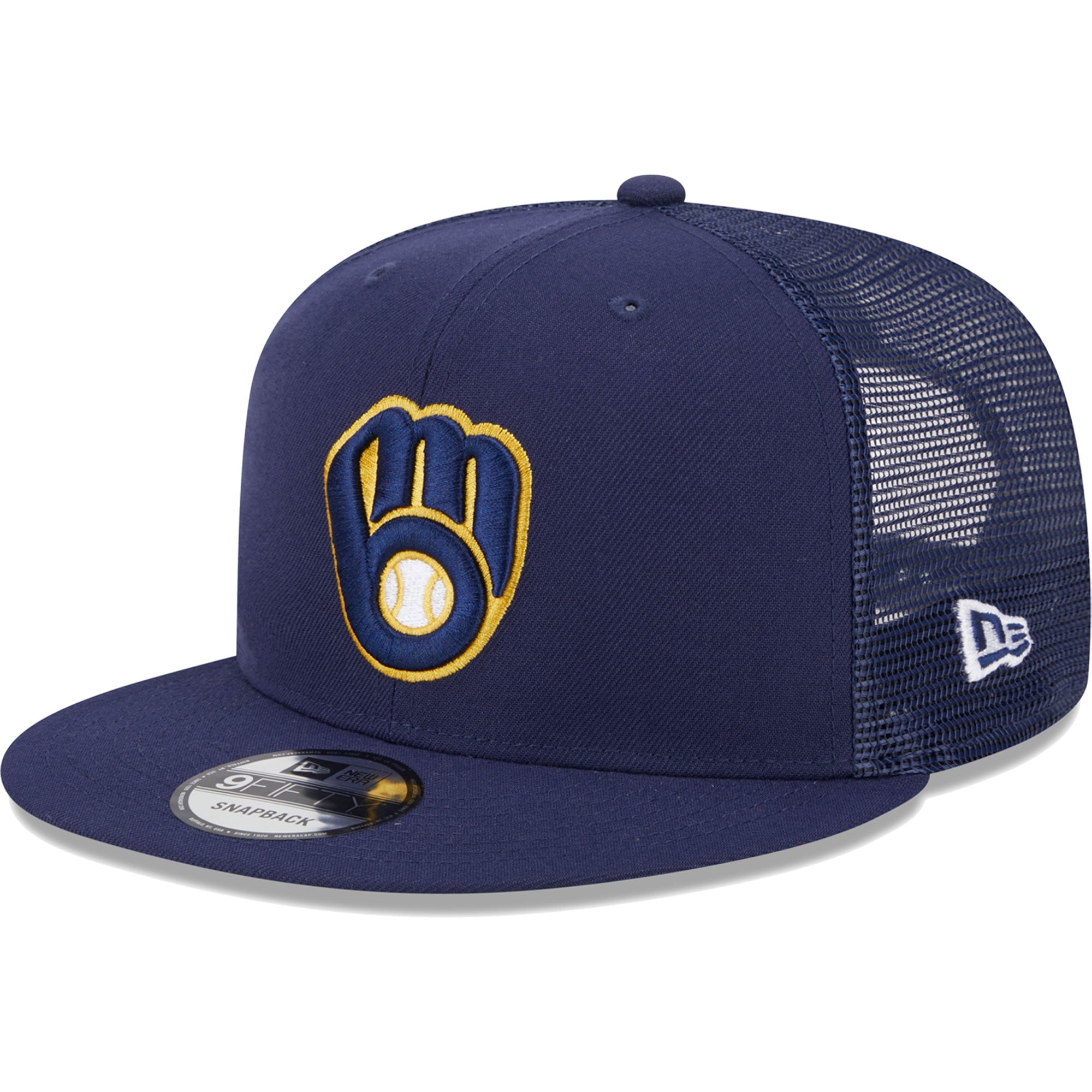 Men's New Era Navy Milwaukee Brewers Team Color Trucker 9FIFTY Snapback Hat