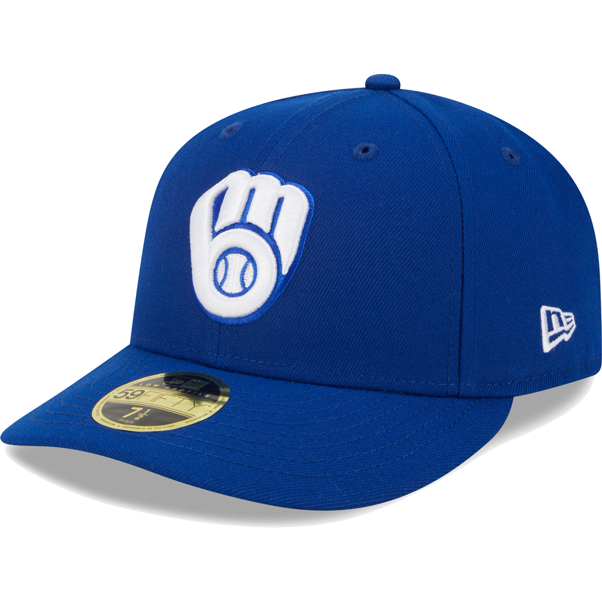 Men's New Era Royal Milwaukee Brewers White Logo Low Profile 59FIFTY Fitted Hat