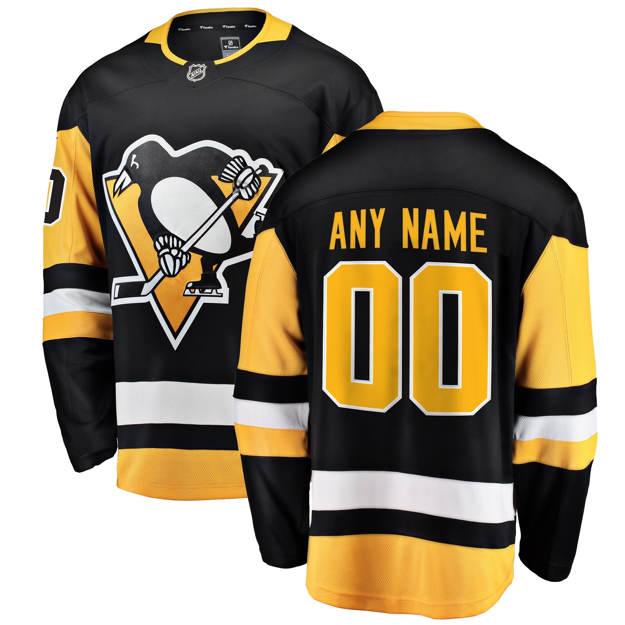 Men's Fanatics Black Pittsburgh Penguins Breakaway - Custom Jersey