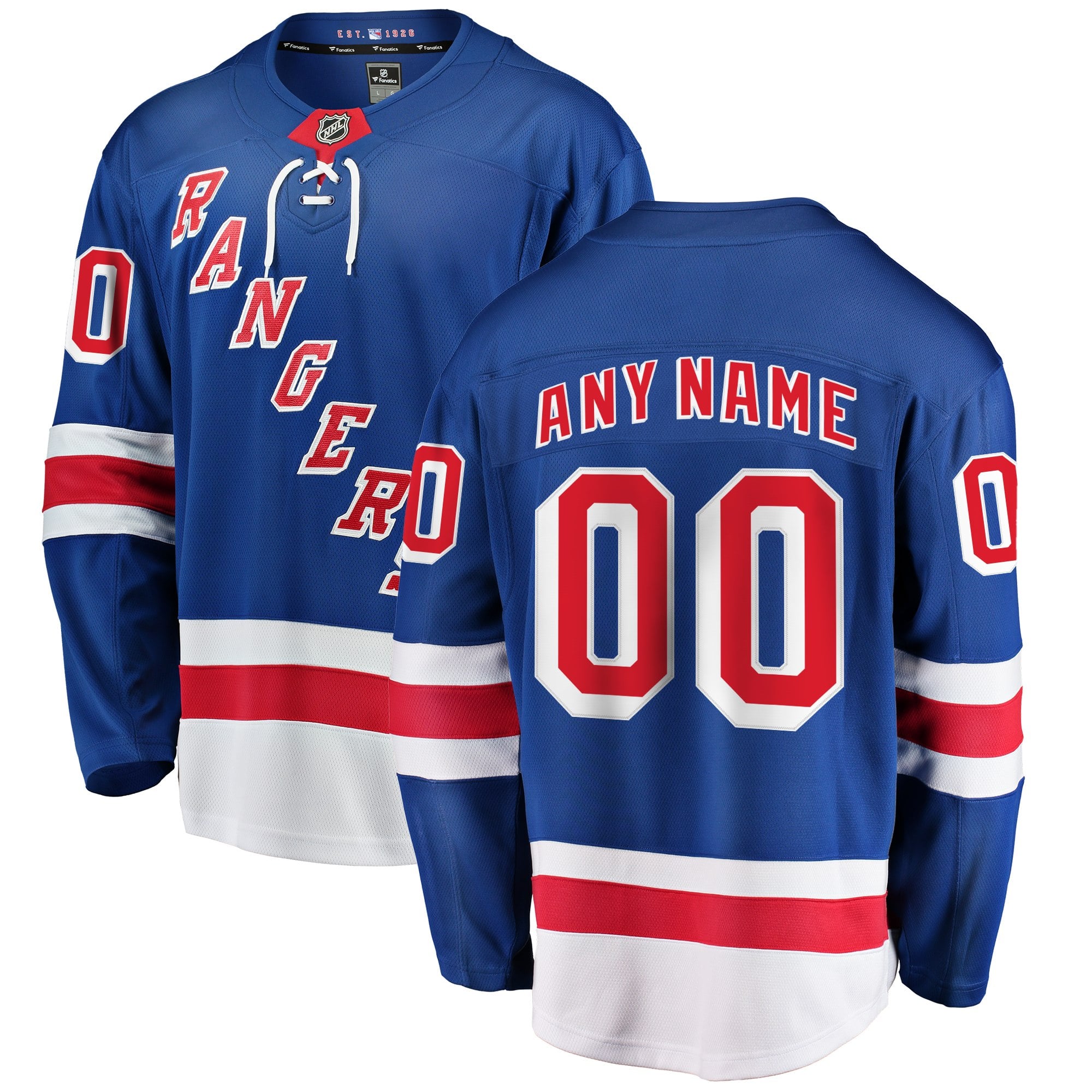 Men's Fanatics Blue New York Rangers Breakaway - Custom Jersey