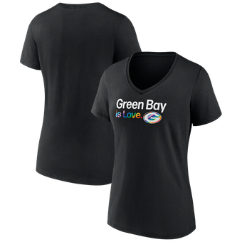 Women's Fanatics Black Green Bay Packers City Pride V-Neck T-Shirt