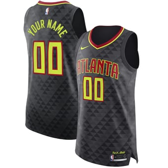 Men's Nike Black Atlanta Hawks Authentic Custom Jersey - Icon Edition