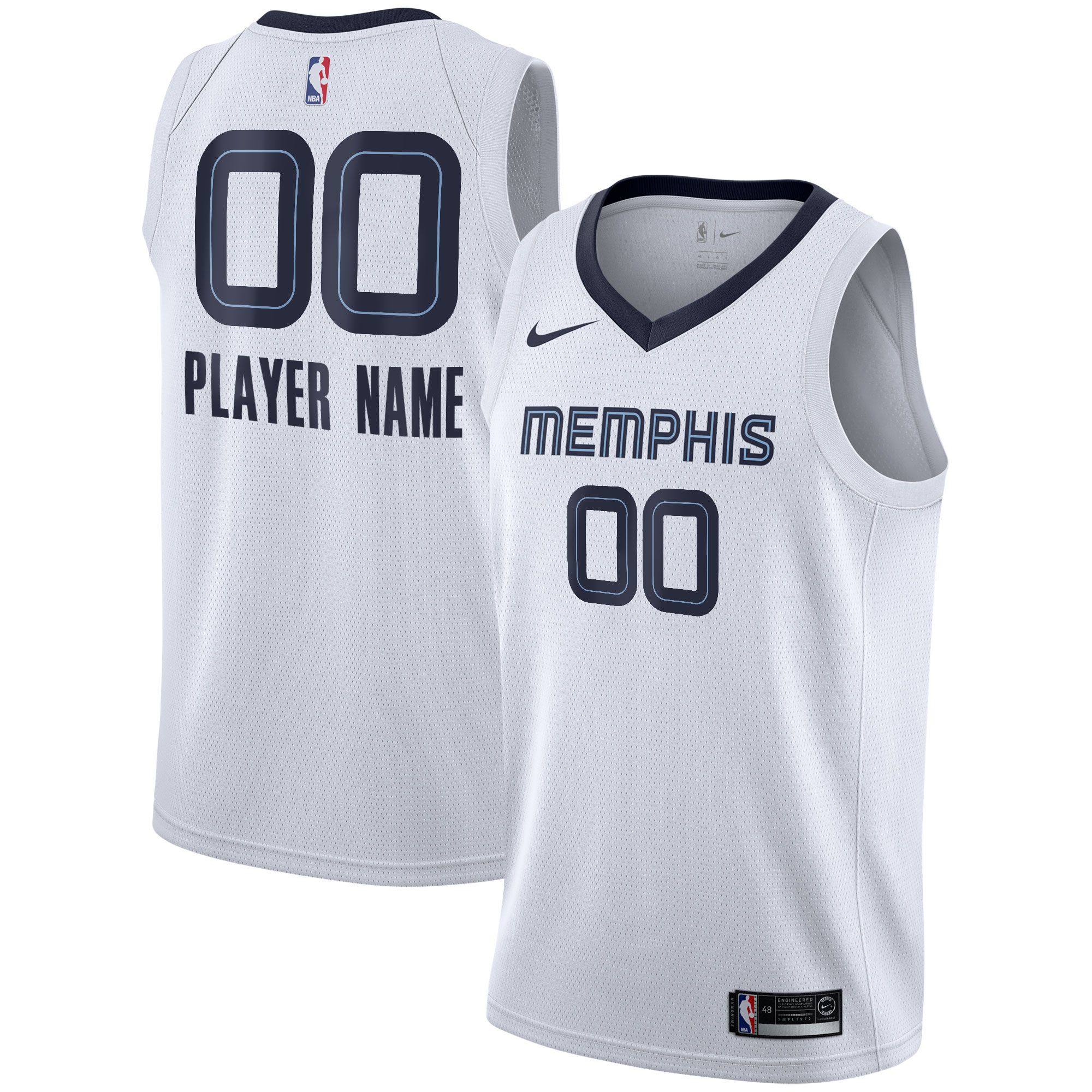 Men's Nike White Memphis Grizzlies 2020/21 Swingman Custom Jersey - Association Edition