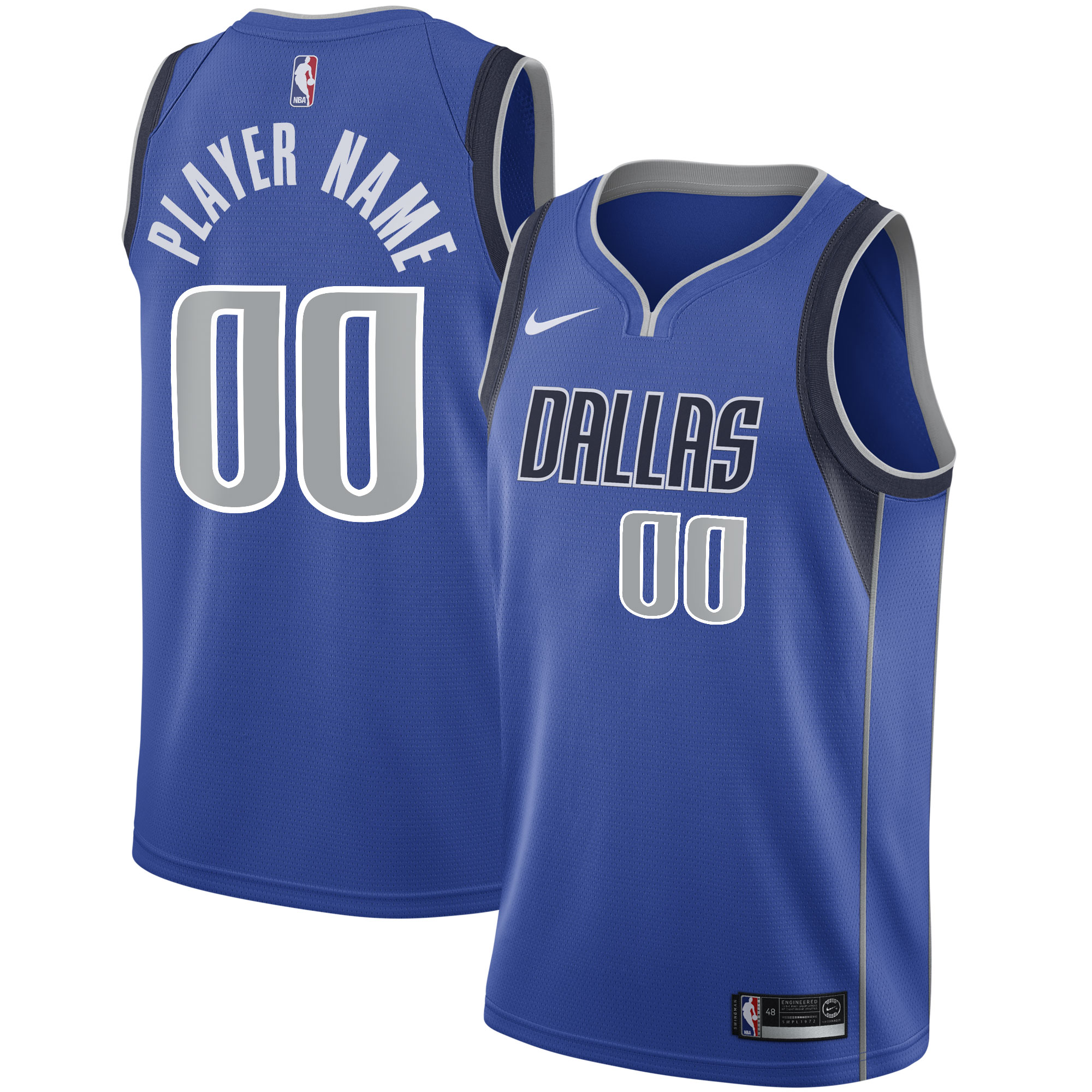 Men's Nike Blue Dallas Mavericks 2020/21 Swingman Custom Jersey - Icon Edition