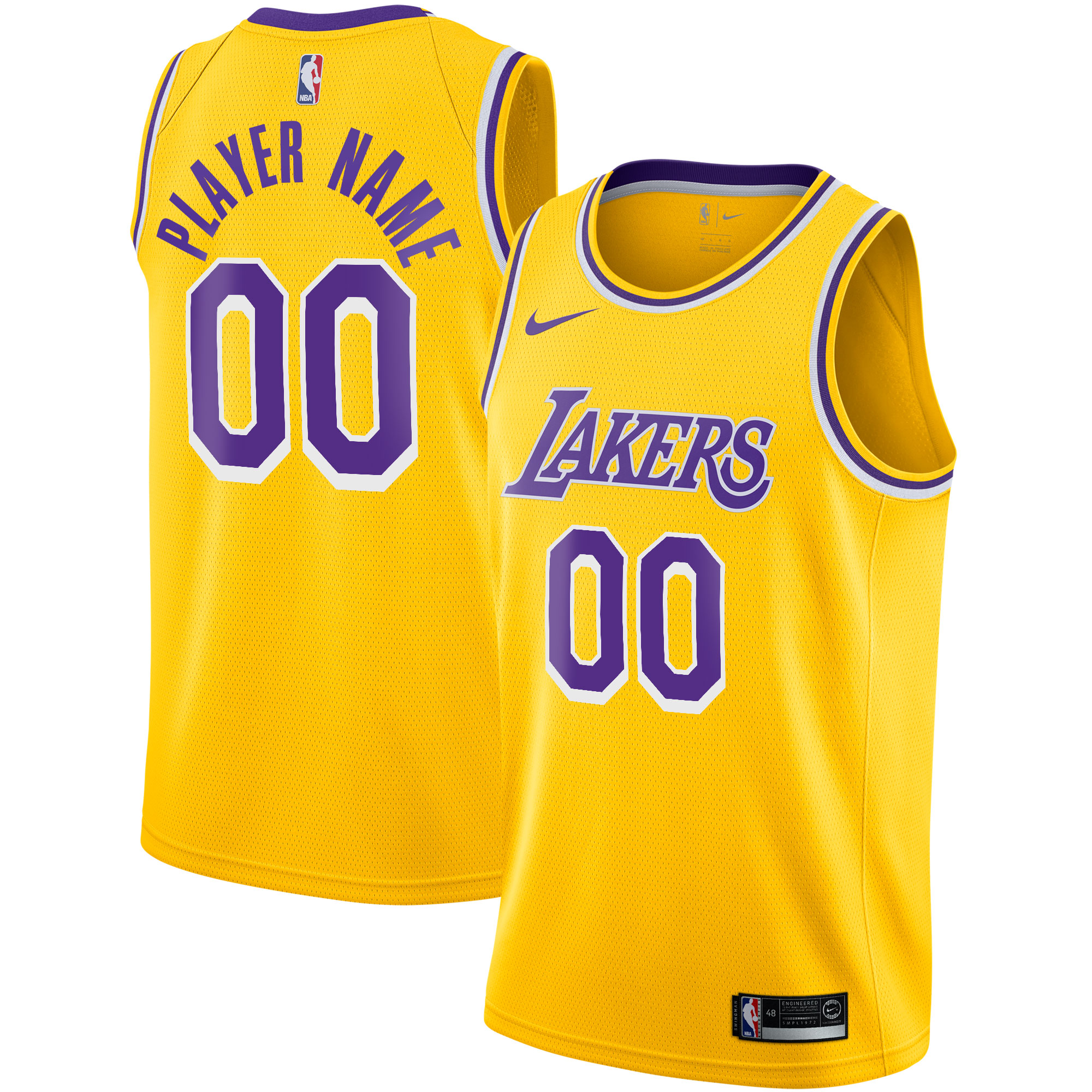 Men's Nike Gold Los Angeles Lakers 2020/21 Swingman Custom Jersey - Icon Edition