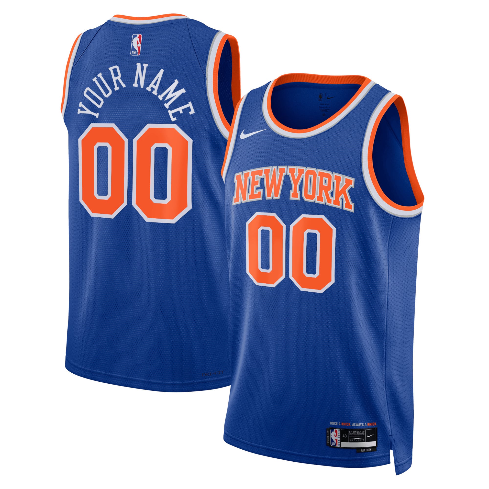 Unisex Nike Blue New York Knicks Swingman Custom Jersey - Icon Edition