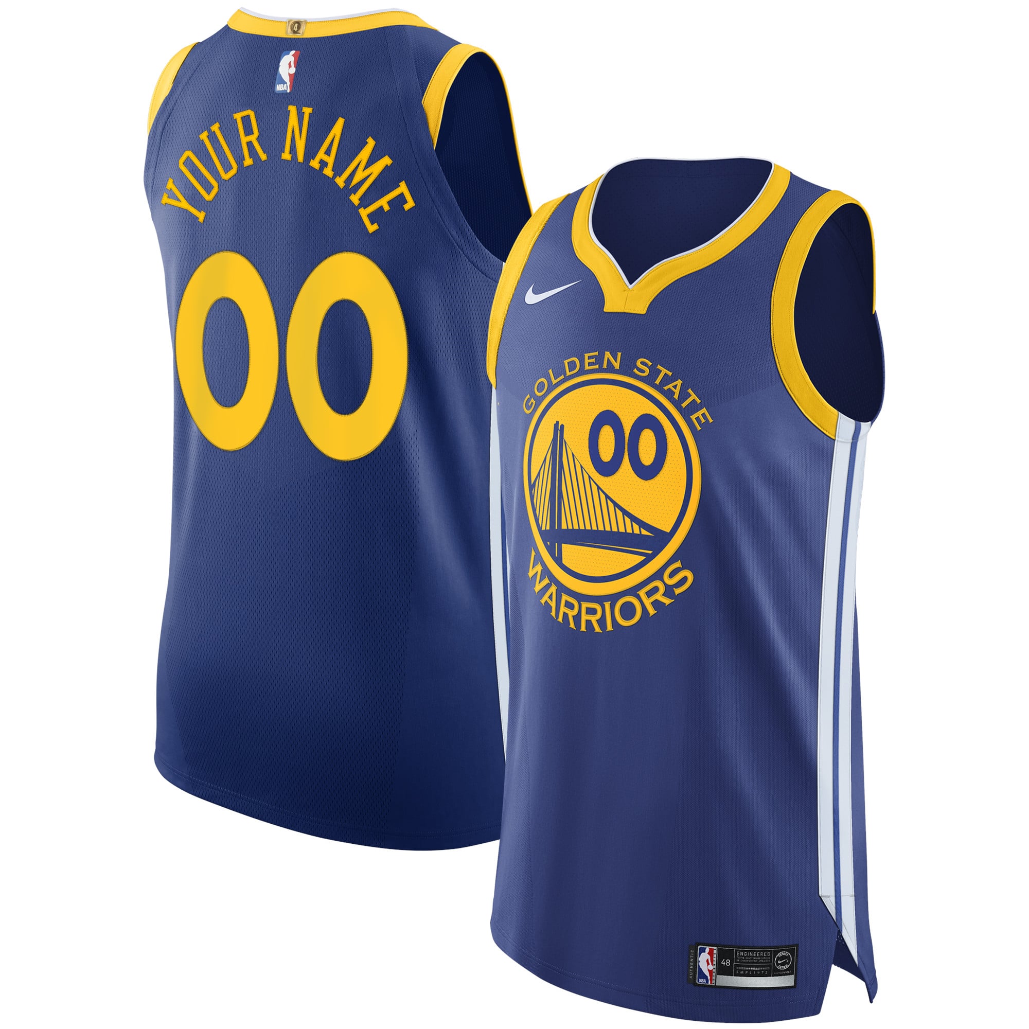 Men's Nike Royal Golden State Warriors - Custom Authentic Jersey - Icon Edition