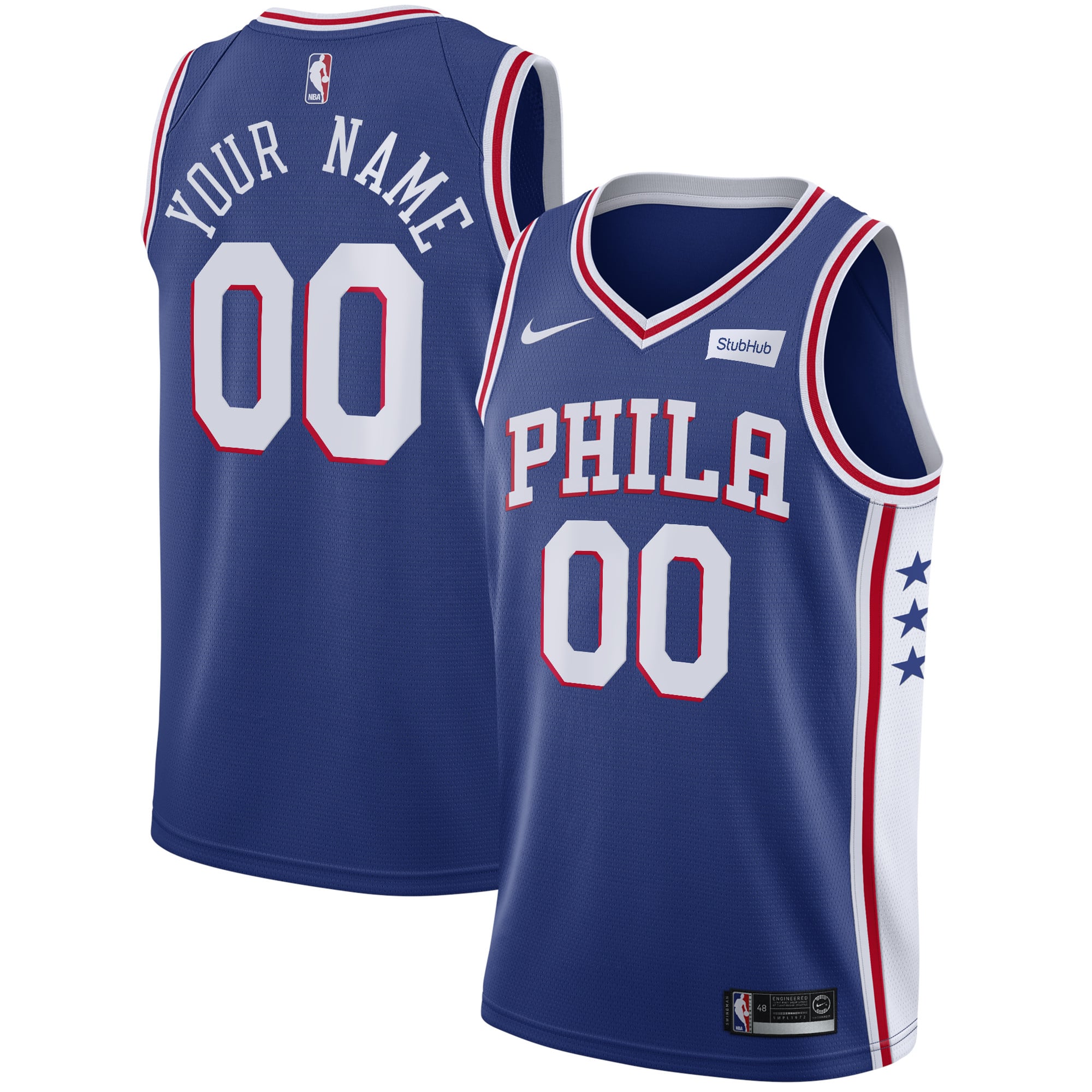 Men's Nike Blue Philadelphia 76ers - Swingman Custom Jersey - Icon Edition