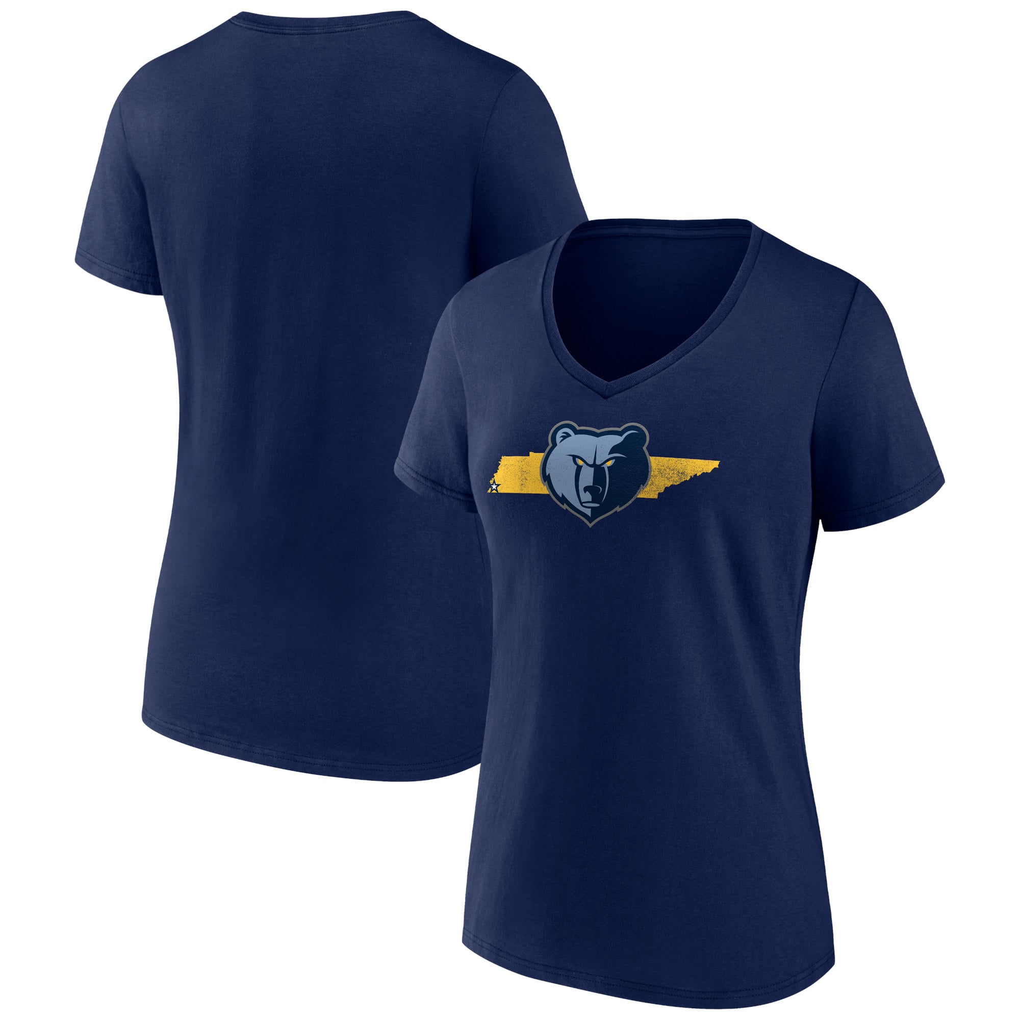 Women's Navy Memphis Grizzlies Announcer V-Neck T-Shirt