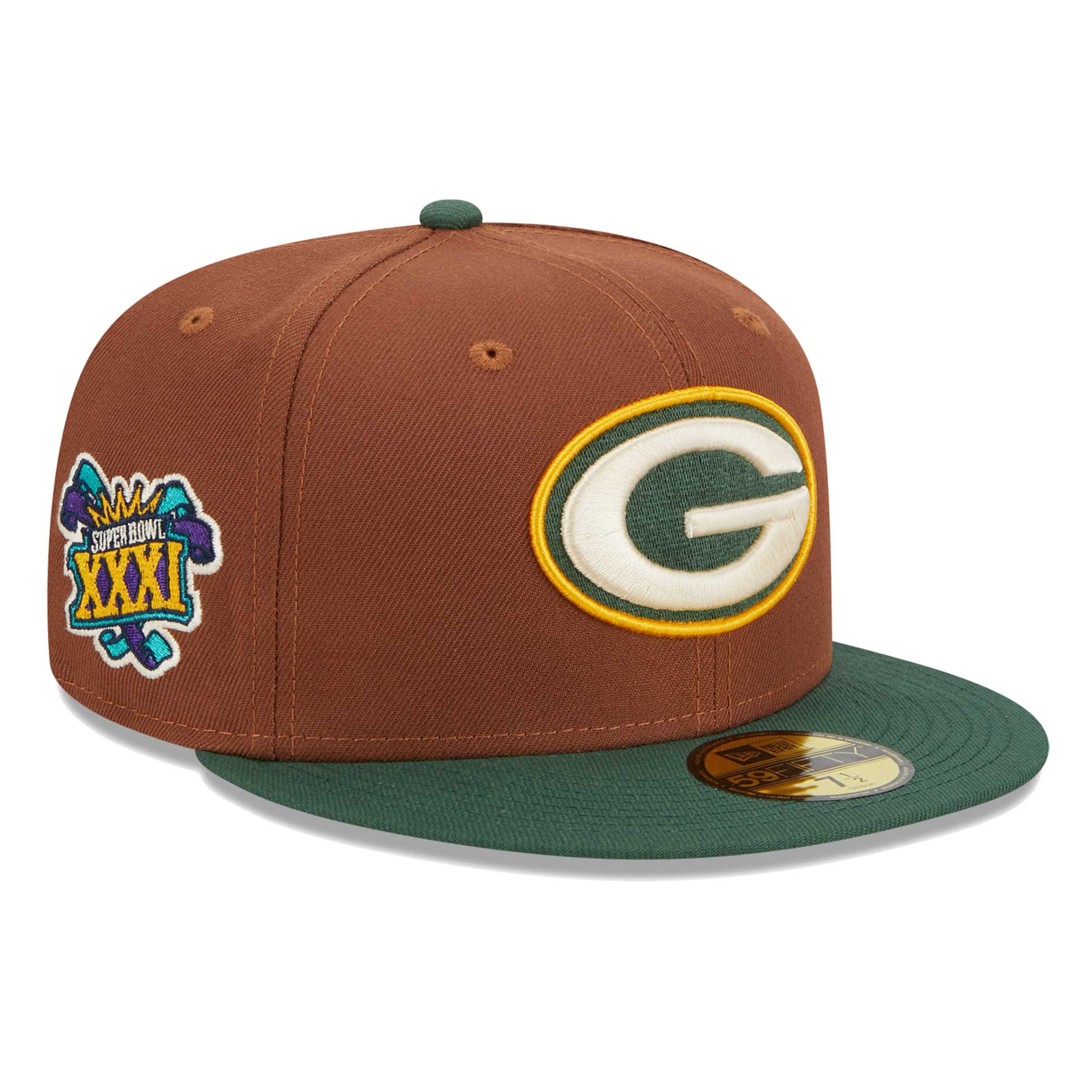 Men's New Era Brown Green Bay Packers Harvest 59FIFTY Fitted Hat