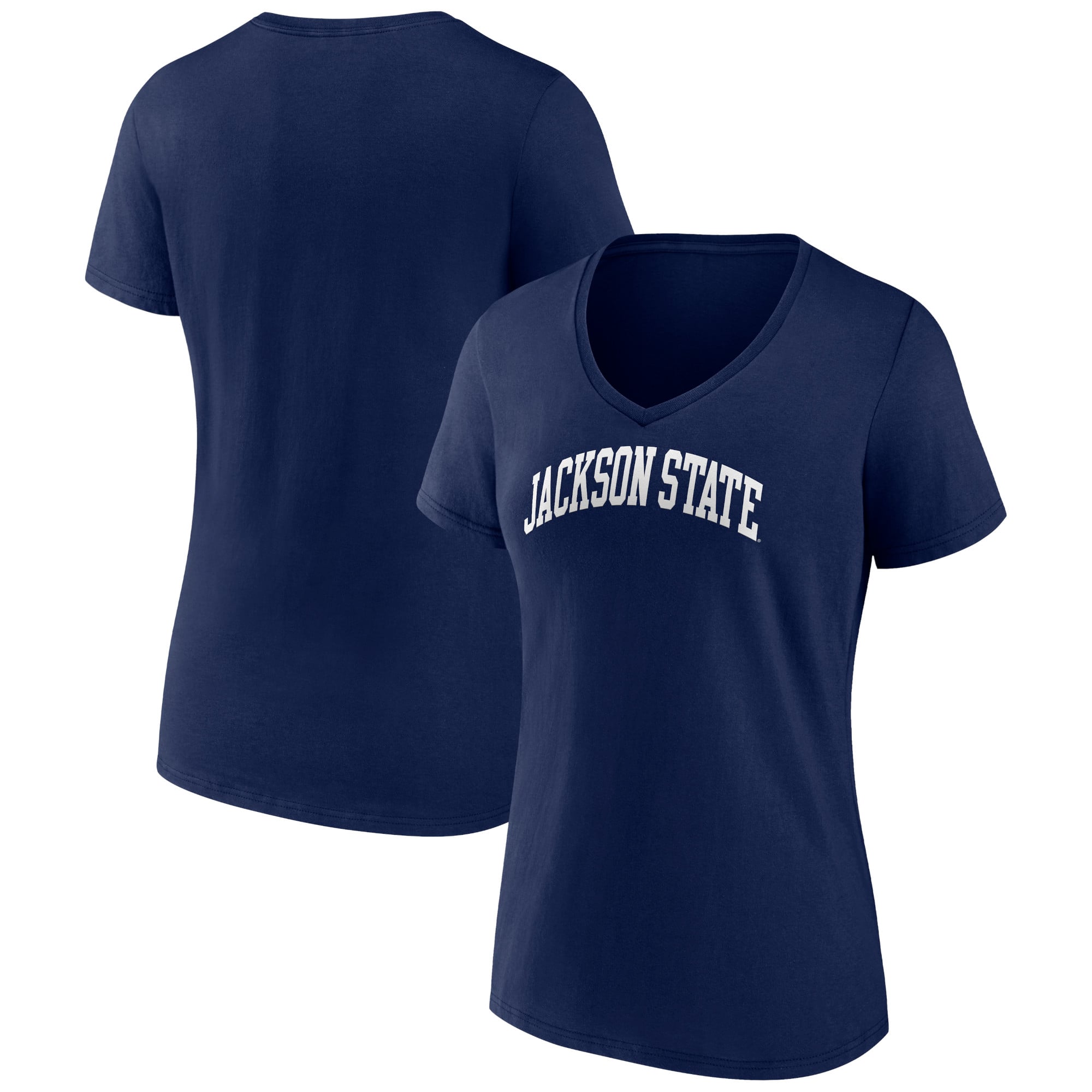 Women's Navy Jackson State Tigers Basic Arch V-Neck T-Shirt