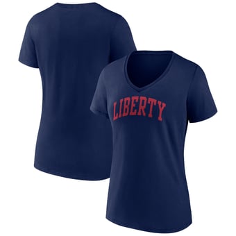 Women's Navy Liberty Flames Basic Arch V-Neck T-Shirt