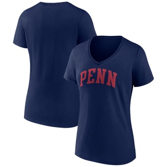 Women's Navy Pennsylvania Quakers Basic Arch V-Neck T-Shirt