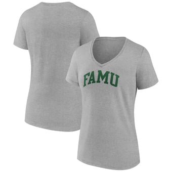Women's Gray Florida A&M Rattlers Basic Arch V-Neck T-Shirt