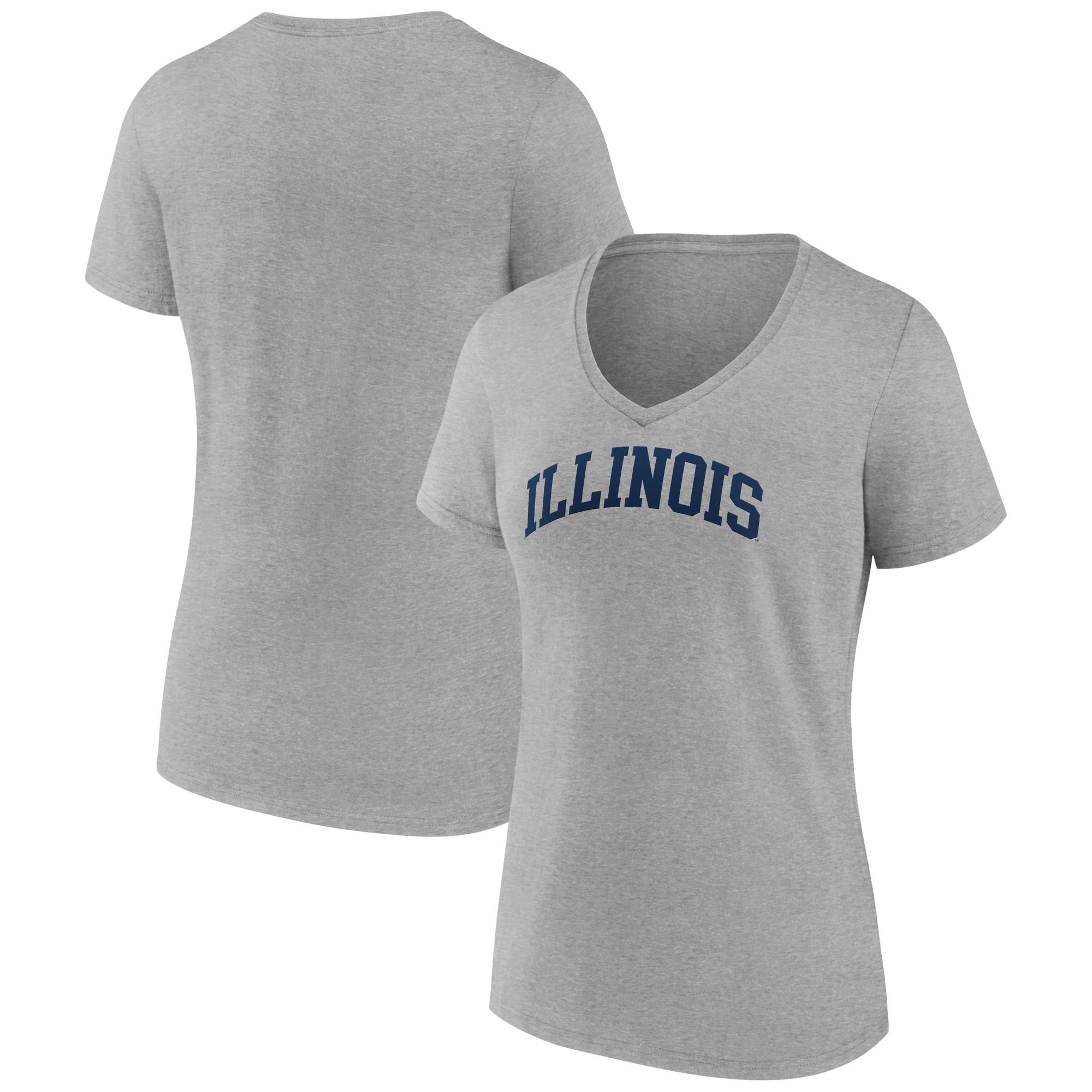 Women's Gray Illinois Fighting Illini Basic Arch V-Neck T-Shirt