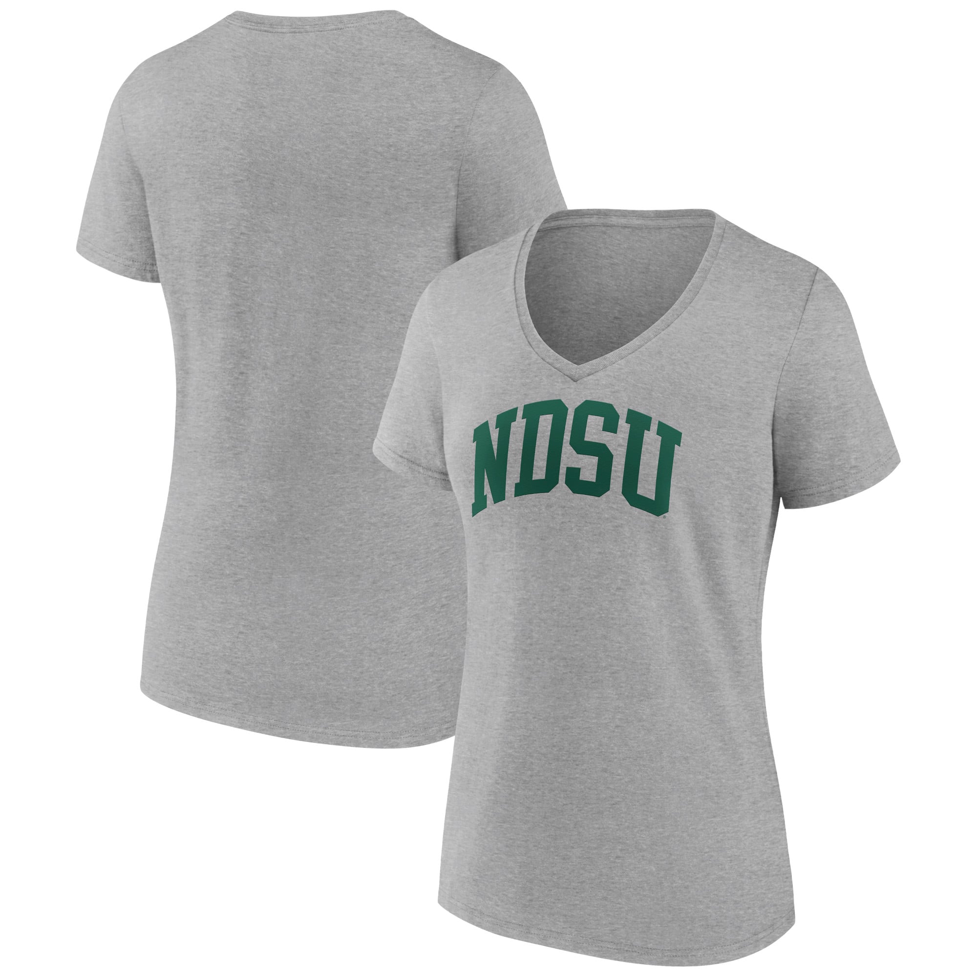 Women's Gray NDSU Bison Basic Arch V-Neck T-Shirt