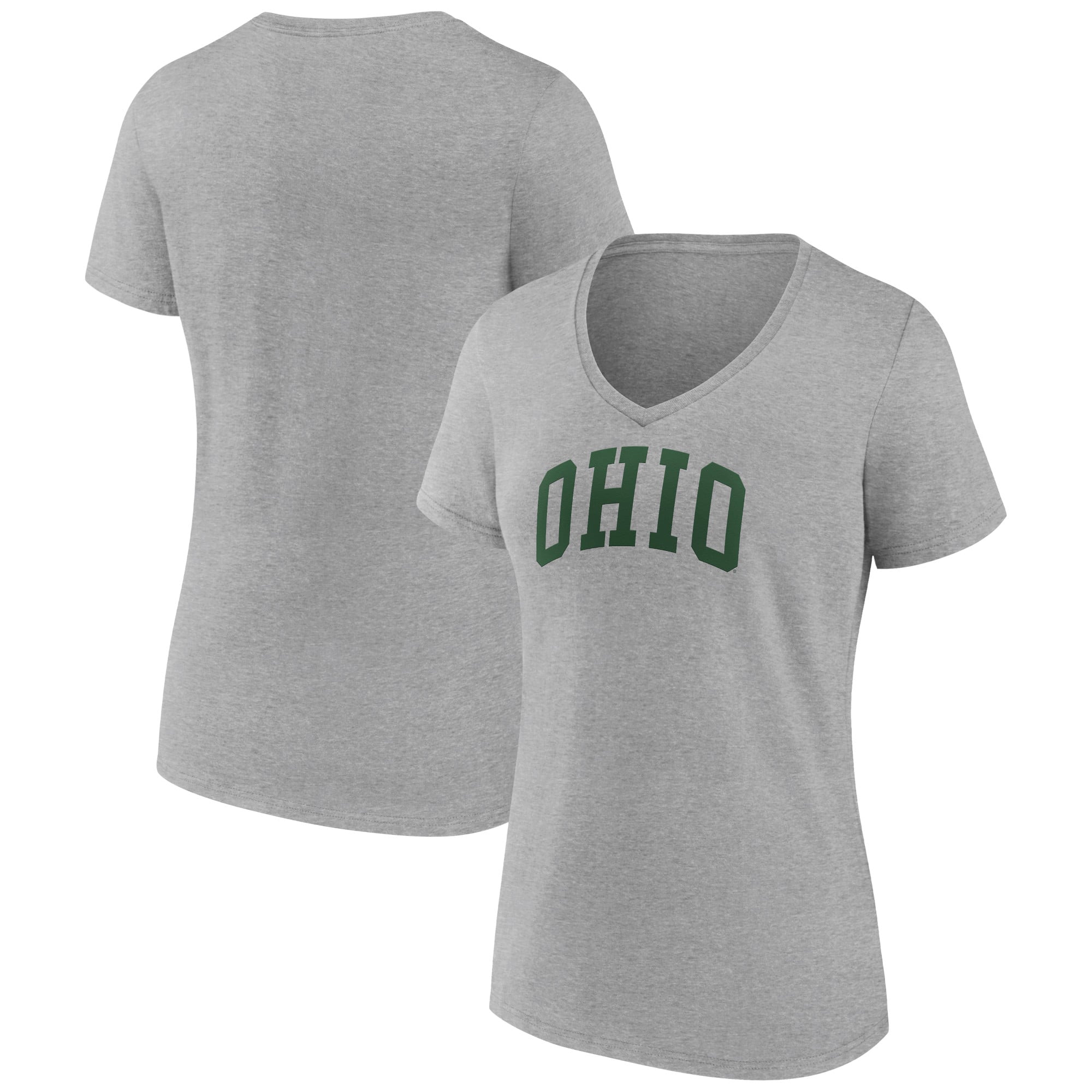 Women's Gray Ohio Bobcats Basic Arch V-Neck T-Shirt