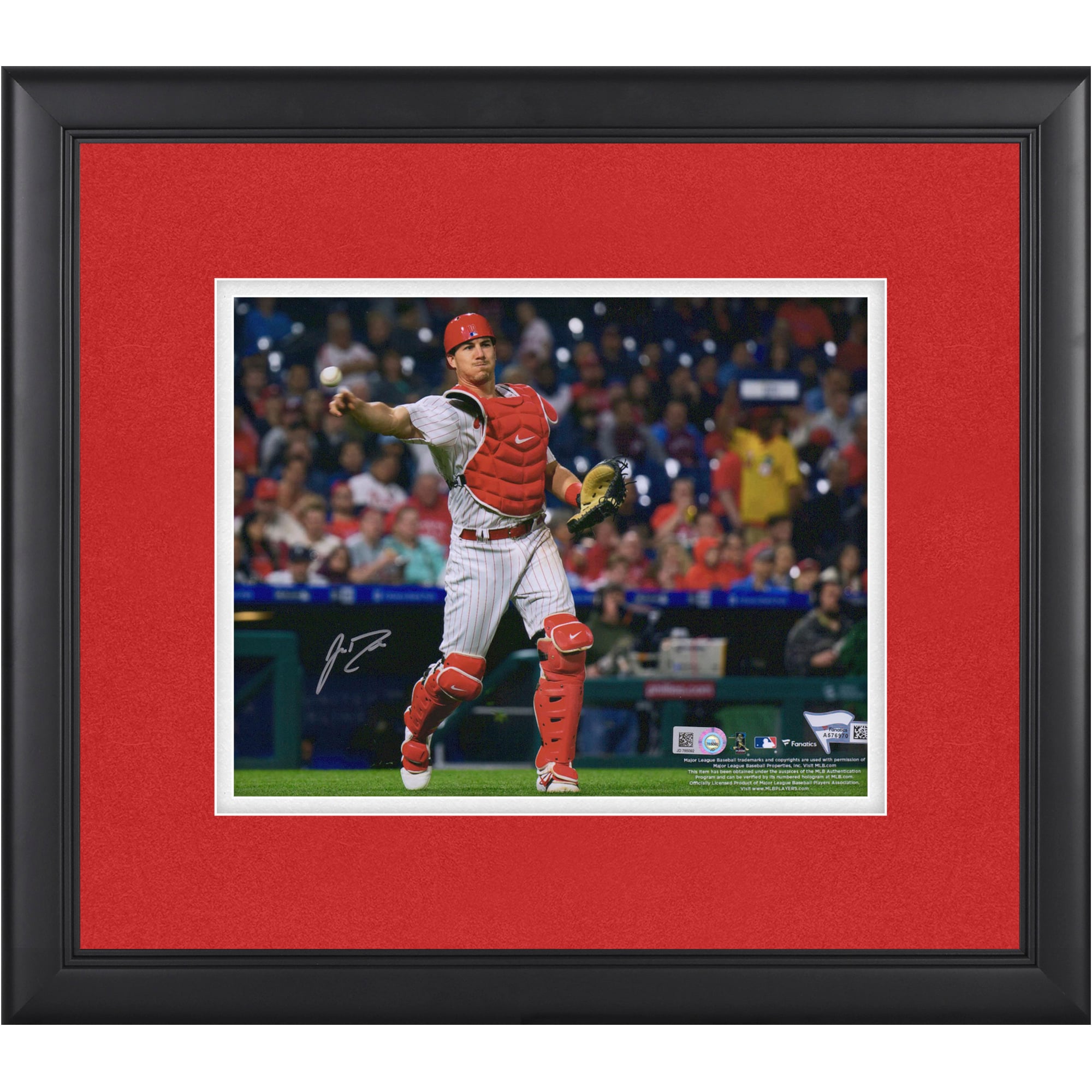 J.T. Realmuto Philadelphia Phillies Autographed Framed 8" x 10" Catching Photograph