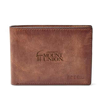 Mount Union Purple Raiders Fossil Leather Derrick Front Pocket Bifold Wallet