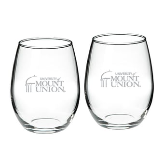 Mount Union Purple Raiders Two-Piece 21oz. Stemless Wine Glass Set