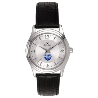 Women's North Georgia Nighthawks Bulova Silver-Tone Stainless Steel Watch with Leather Strap