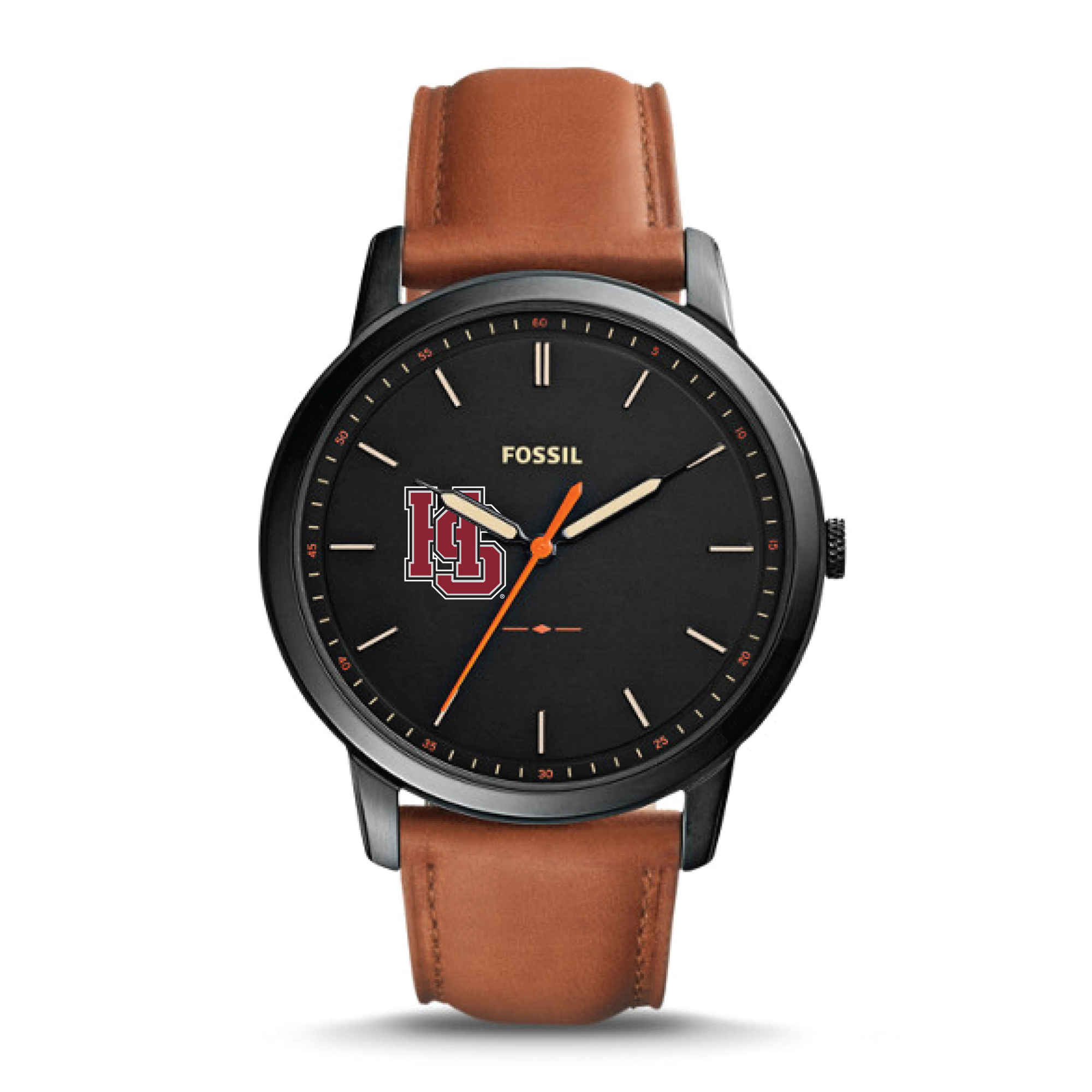 Men's Hampden-Sydney College Tigers Fossil Minimalist Slim Light Brown Leather Watch
