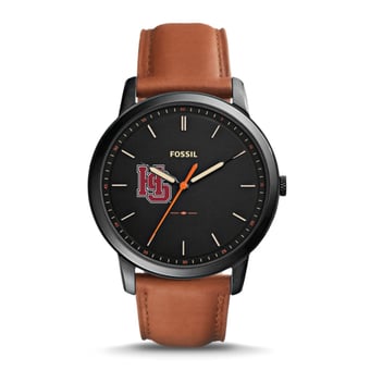 Men's Hampden-Sydney College Tigers Fossil Minimalist Slim Light Brown Leather Watch
