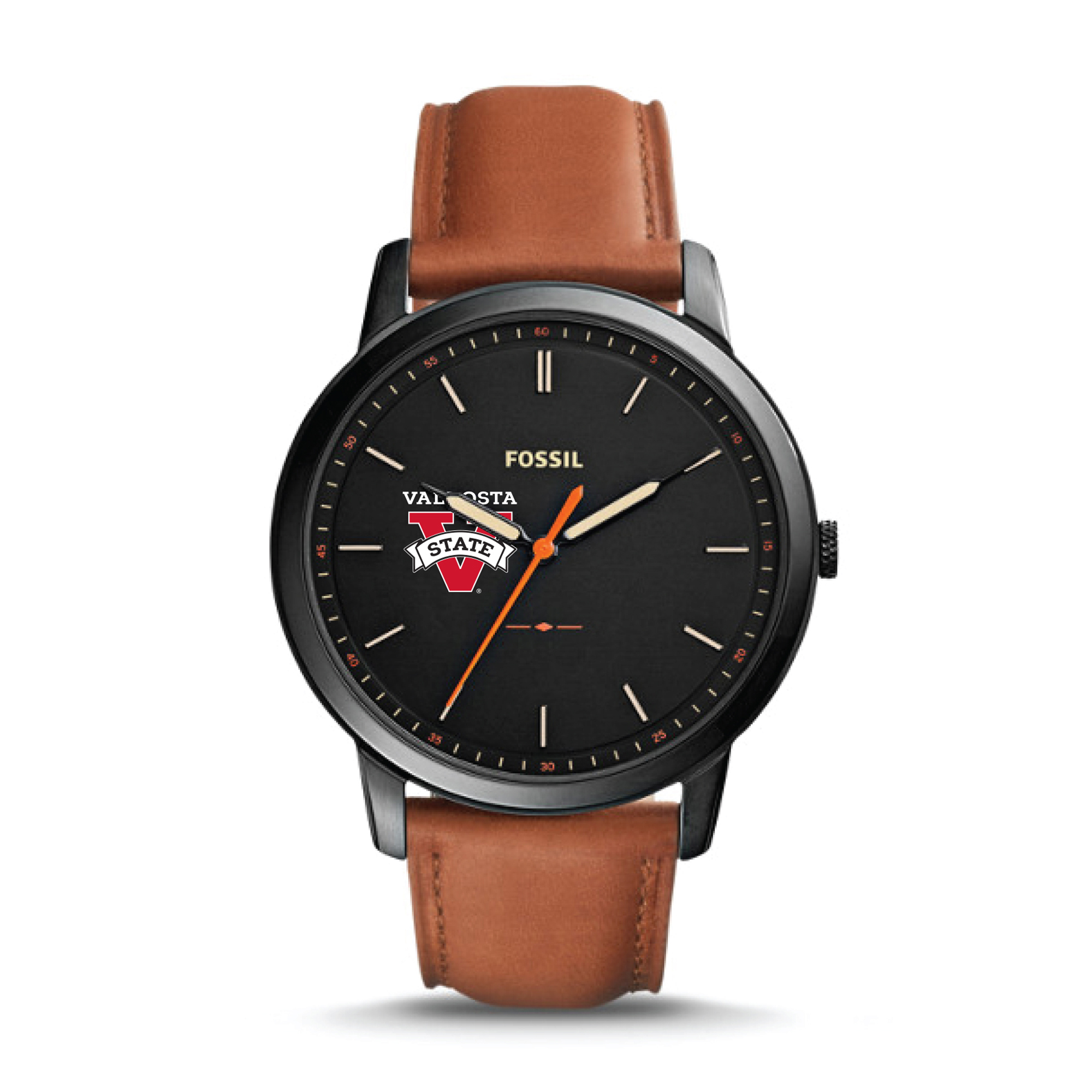 Men's Valdosta State Blazers Fossil Minimalist Slim Light Brown Leather Watch