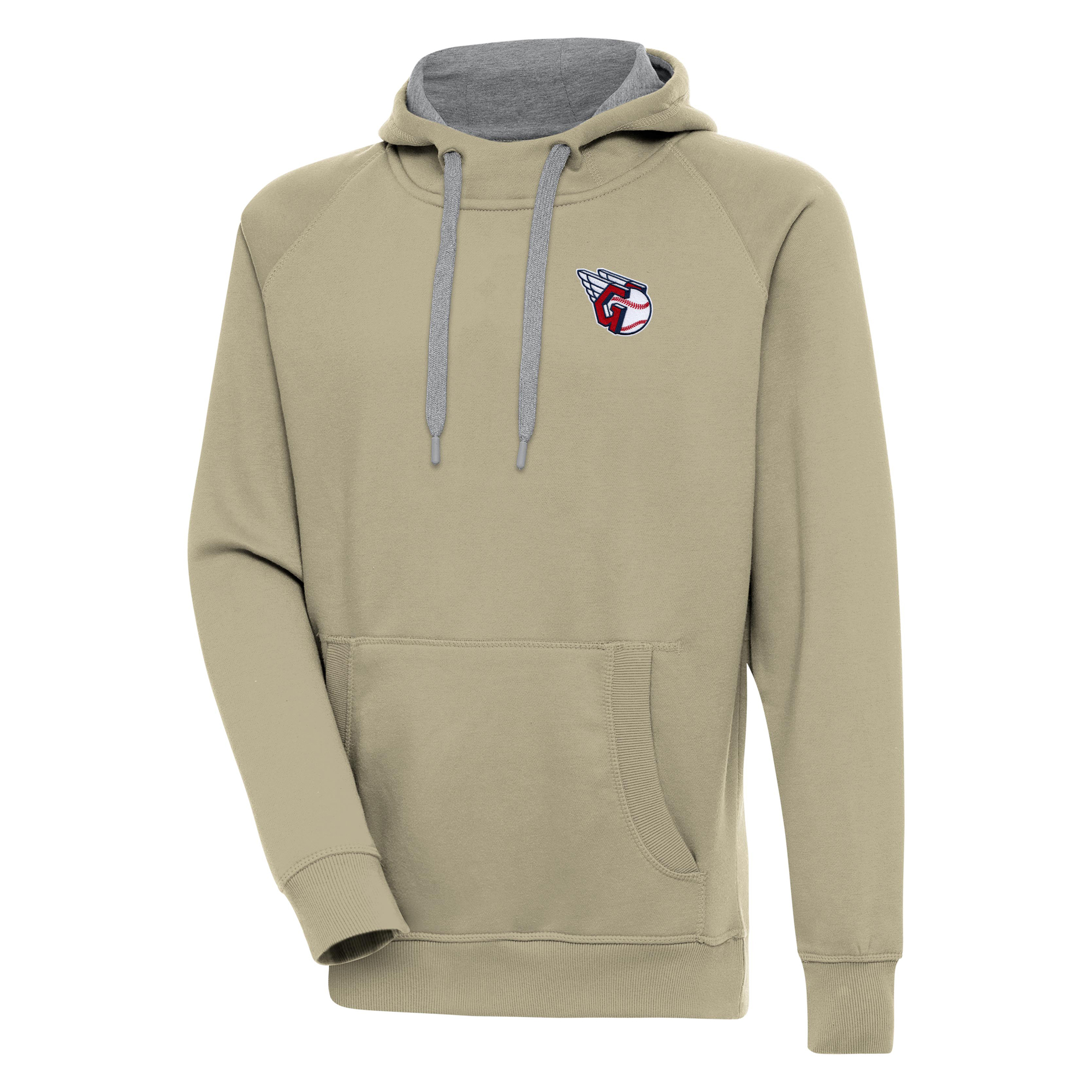 Men’s Antigua Khaki Cleveland Guardians Victory Pullover Hoodie Men’s Antigua Khaki Cleveland Guardians Victory Pullover Hoodie