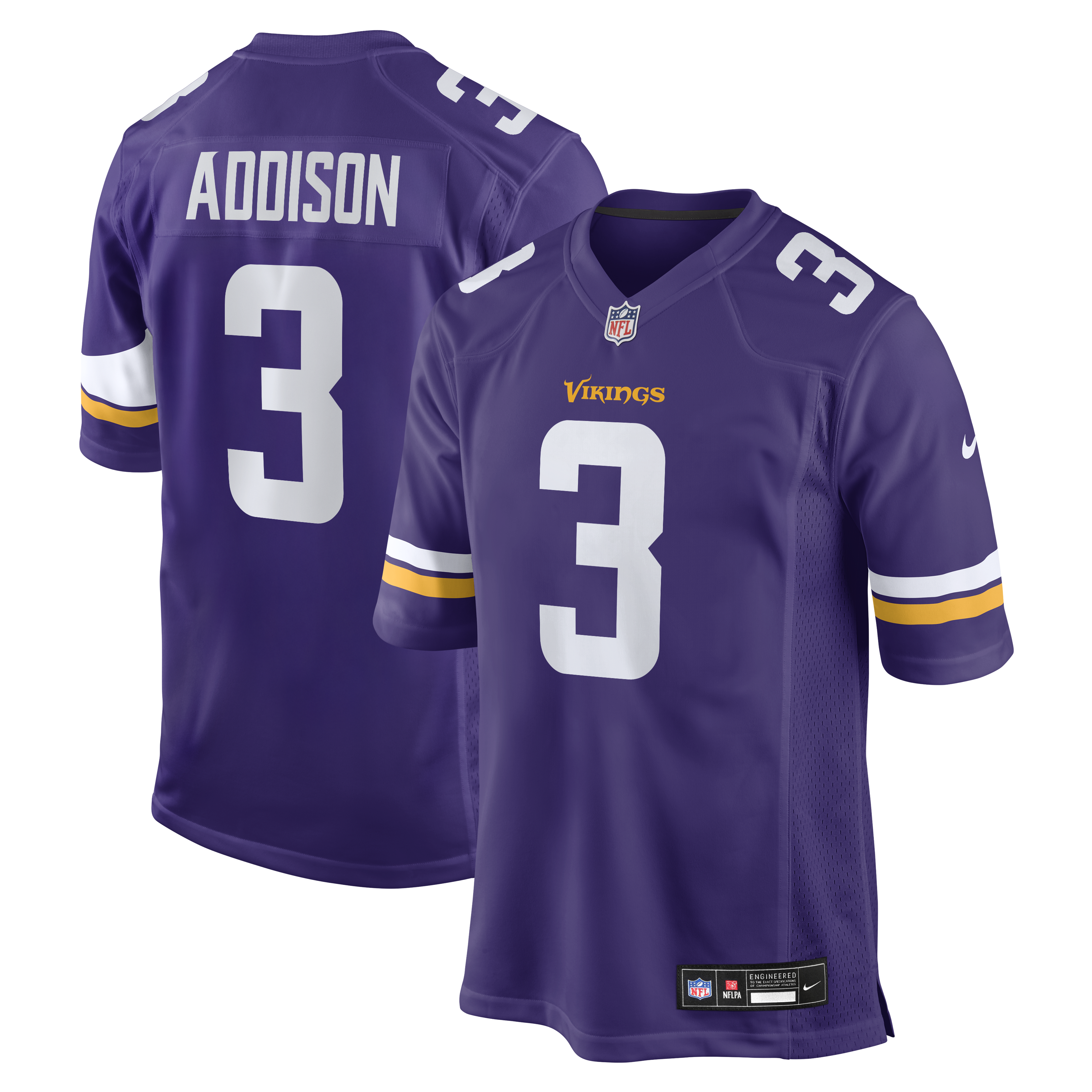 Men's Nike Jordan Addison Purple Minnesota Vikings Game Jersey