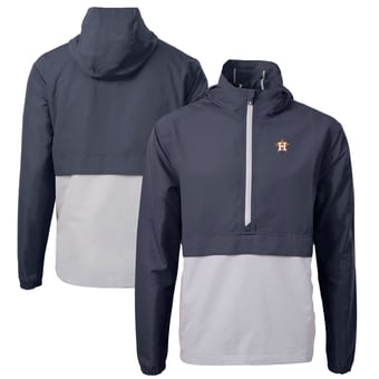 Men's Cutter & Buck Navy/Gray Houston Astros Charter Eco Recycled Half-Zip Anorak Jacket