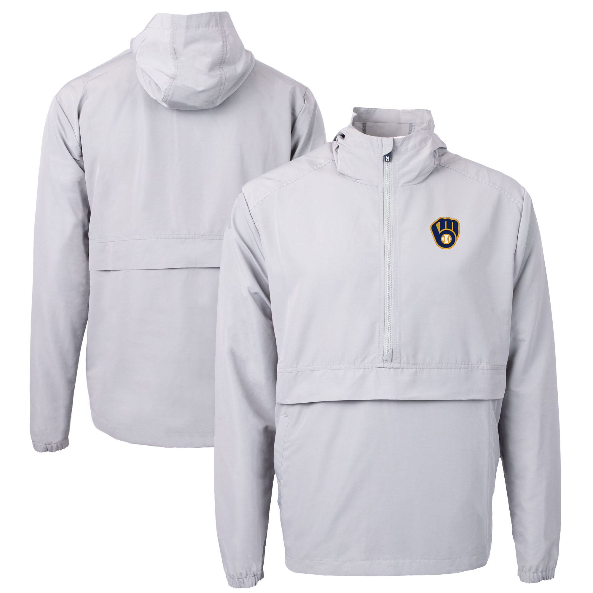 Men’s Cutter & Buck Gray Milwaukee Brewers Charter Eco Recycled Half-Zip Anorak Jacket Men’s Cutter & Buck Gray Milwaukee Brewers Charter Eco Recycled Half-Zip Anorak Jacket