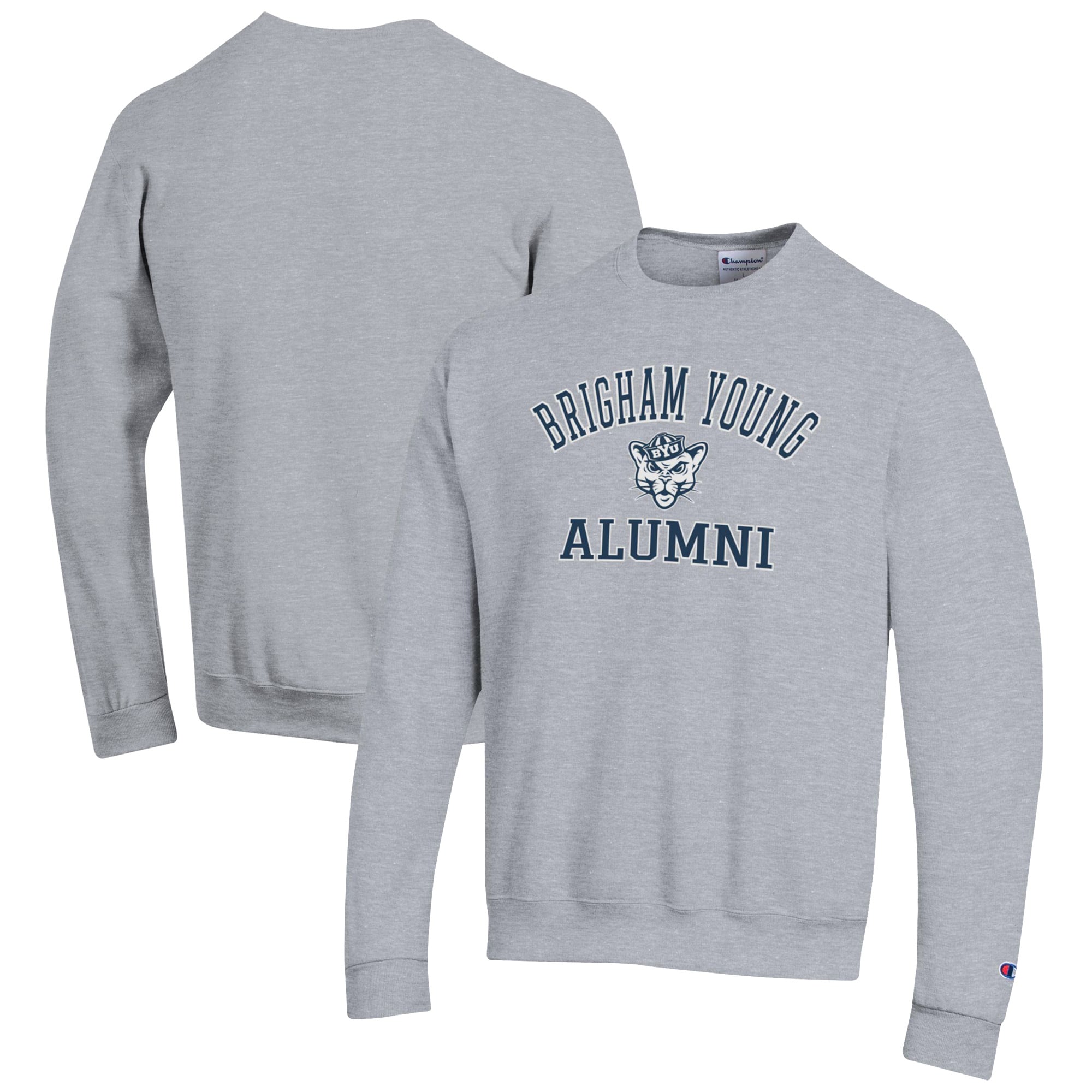 Men's Champion  Gray BYU Cougars Alumni Logo Arch Pullover Sweatshirt