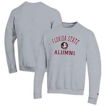 Men's Champion  Gray Florida State Seminoles Alumni Logo Arch Pullover Sweatshirt