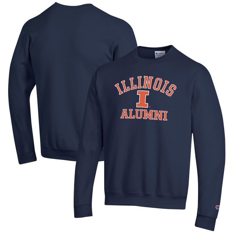 Men's Champion  Navy Illinois Fighting Illini Alumni Logo Arch Pullover Sweatshirt